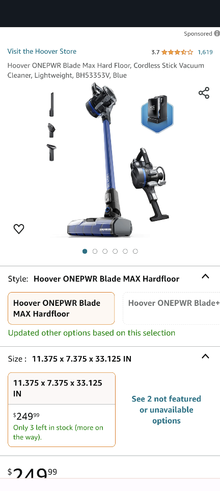 Hoover Stick vacuum thumbnail