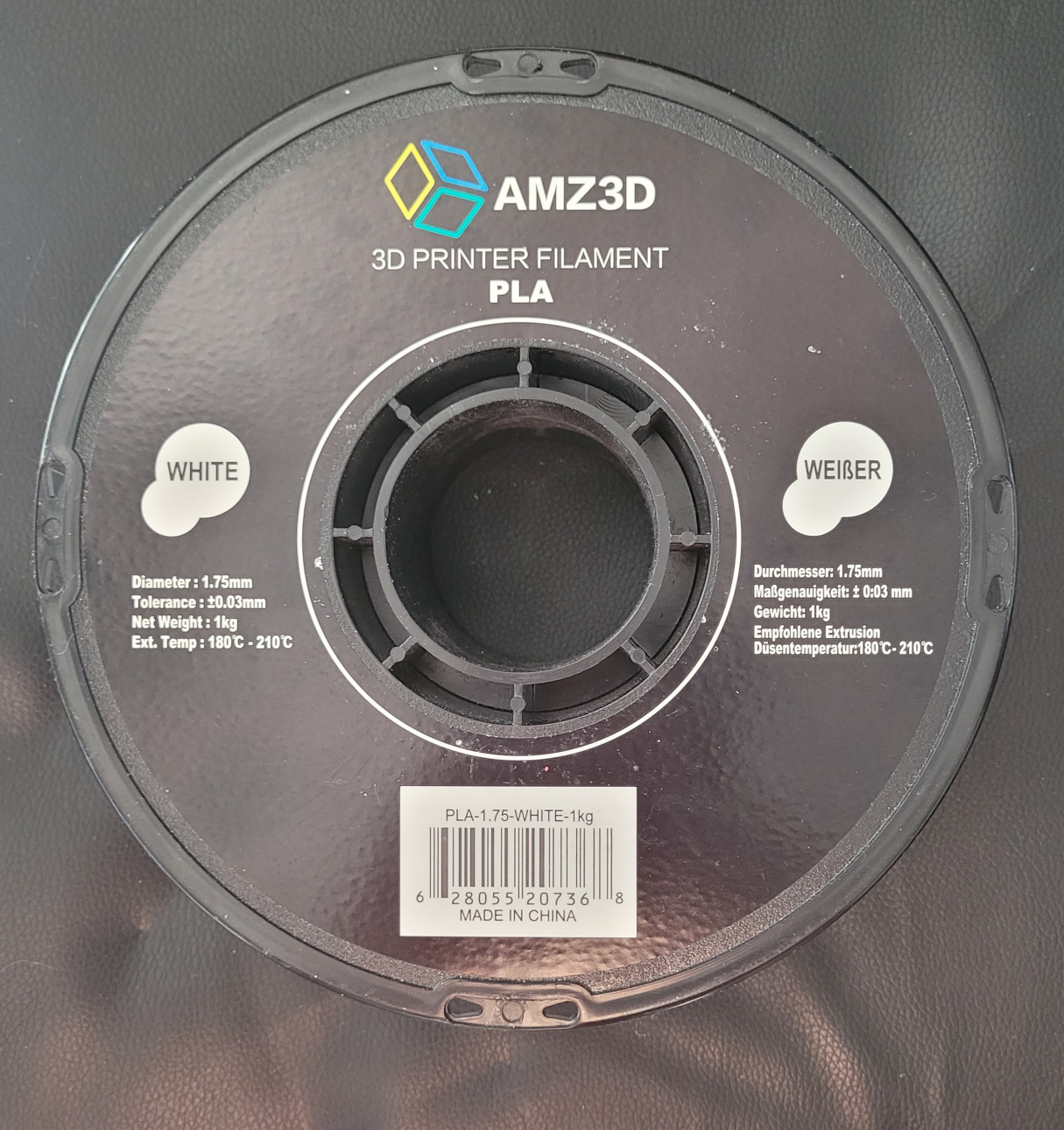 AMZ3D 1.75mm White PLA 3D Printer Filament thumbnail