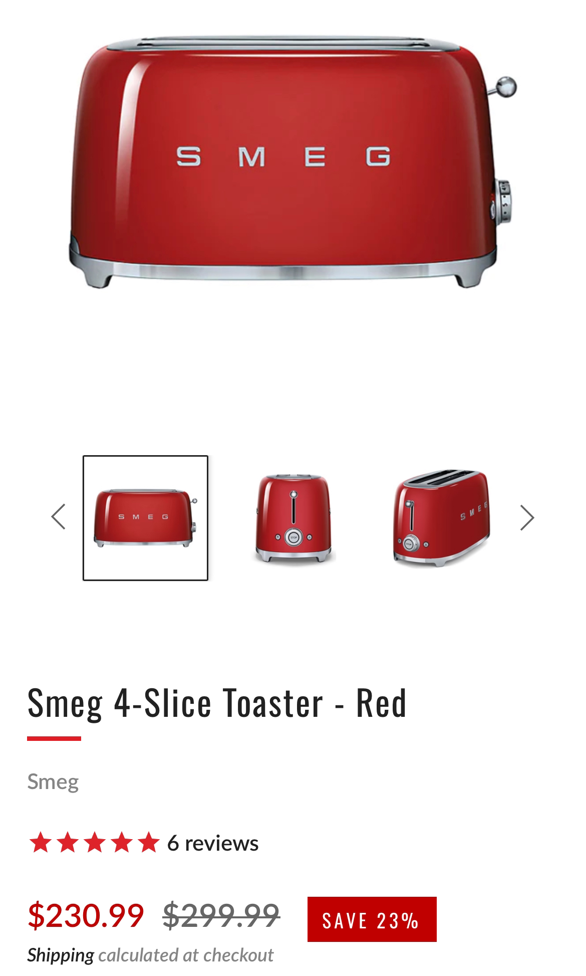 SMEG 4-slice Toaster- Red - photo 4