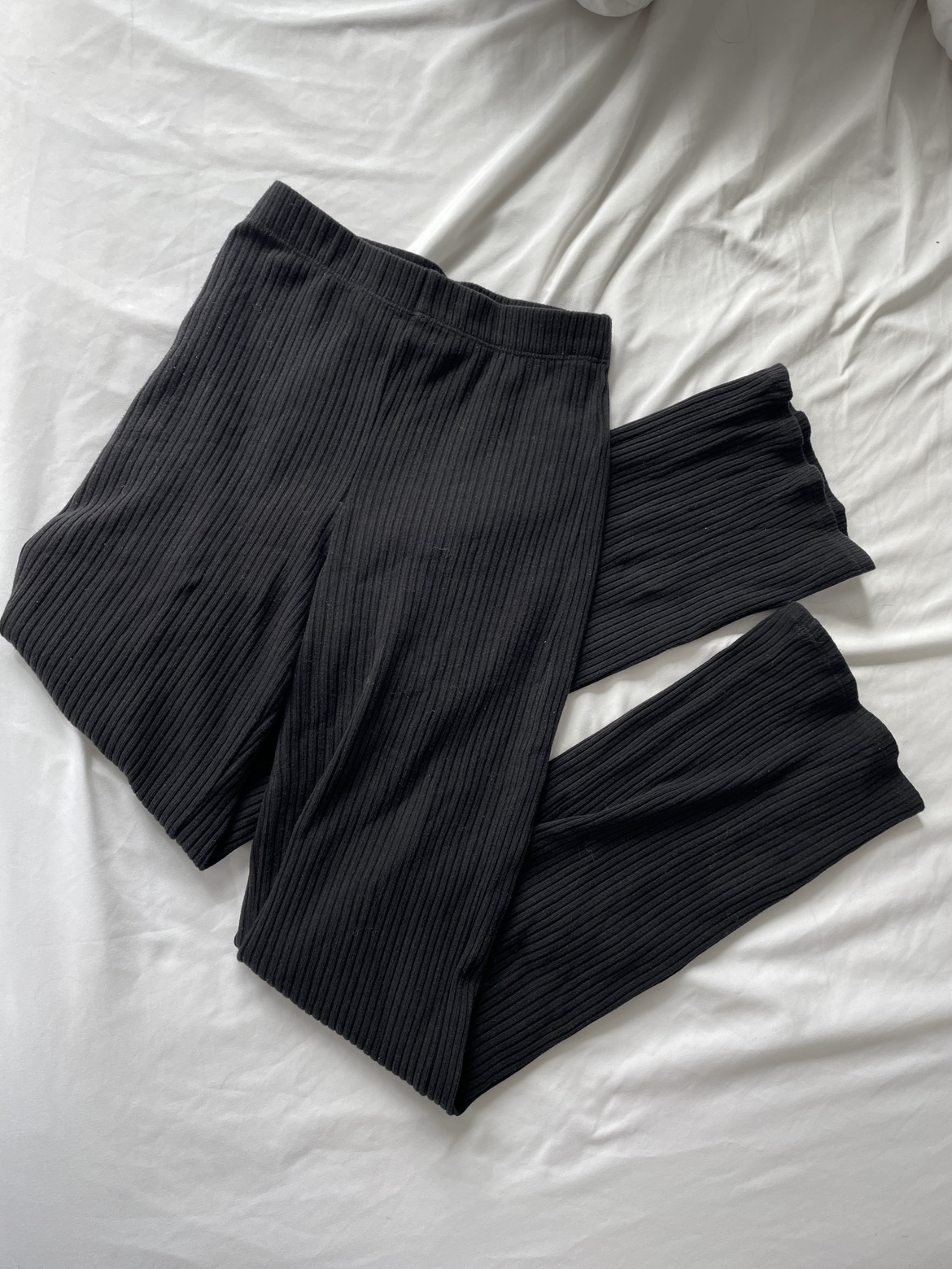 Reformation Black Ribbed Lounge Pants