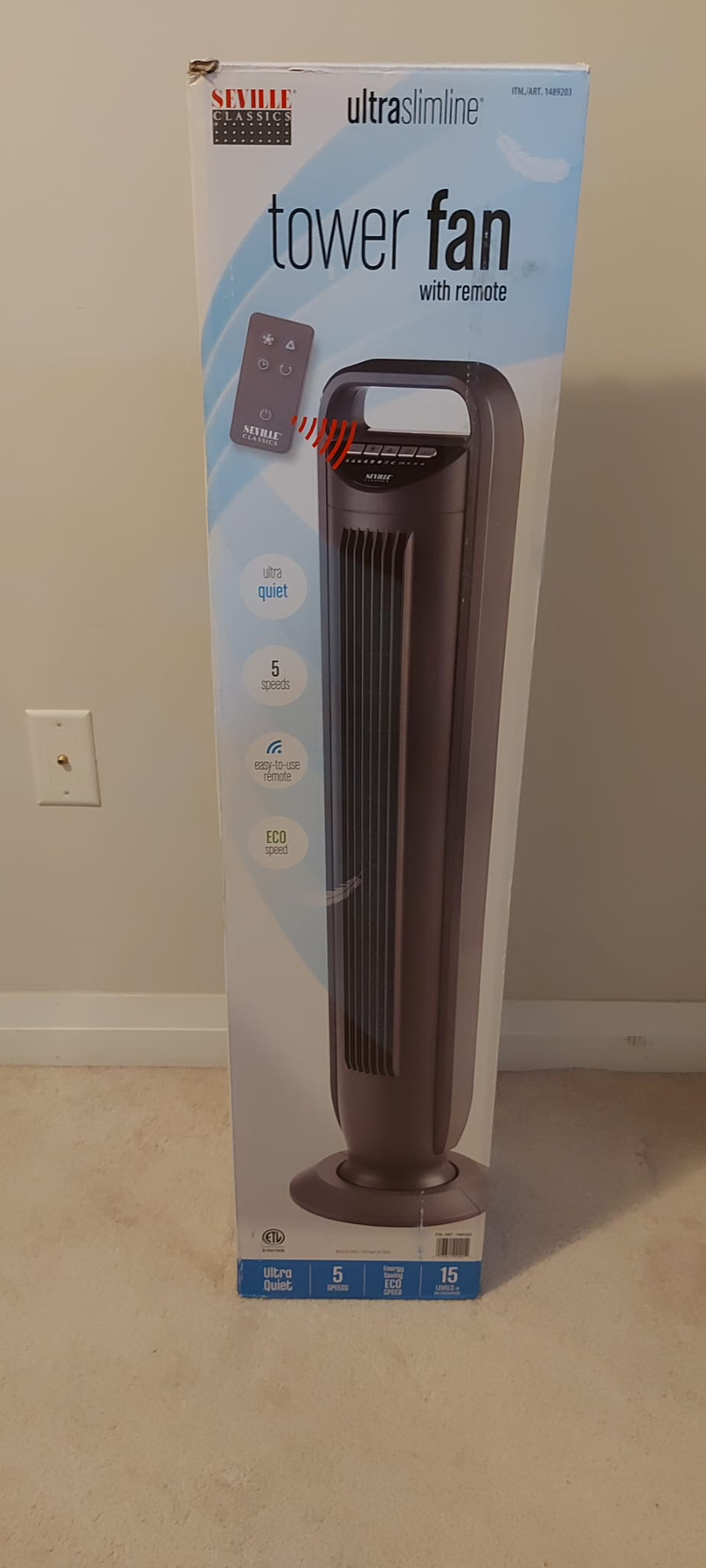 Tower fan with remote