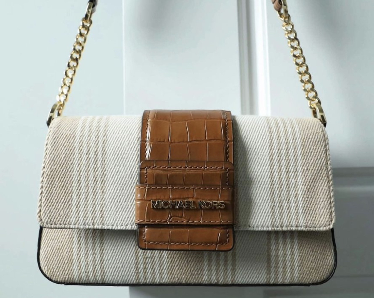 Michael Korse canvas crocodile print shoulder bag image indicator(7)