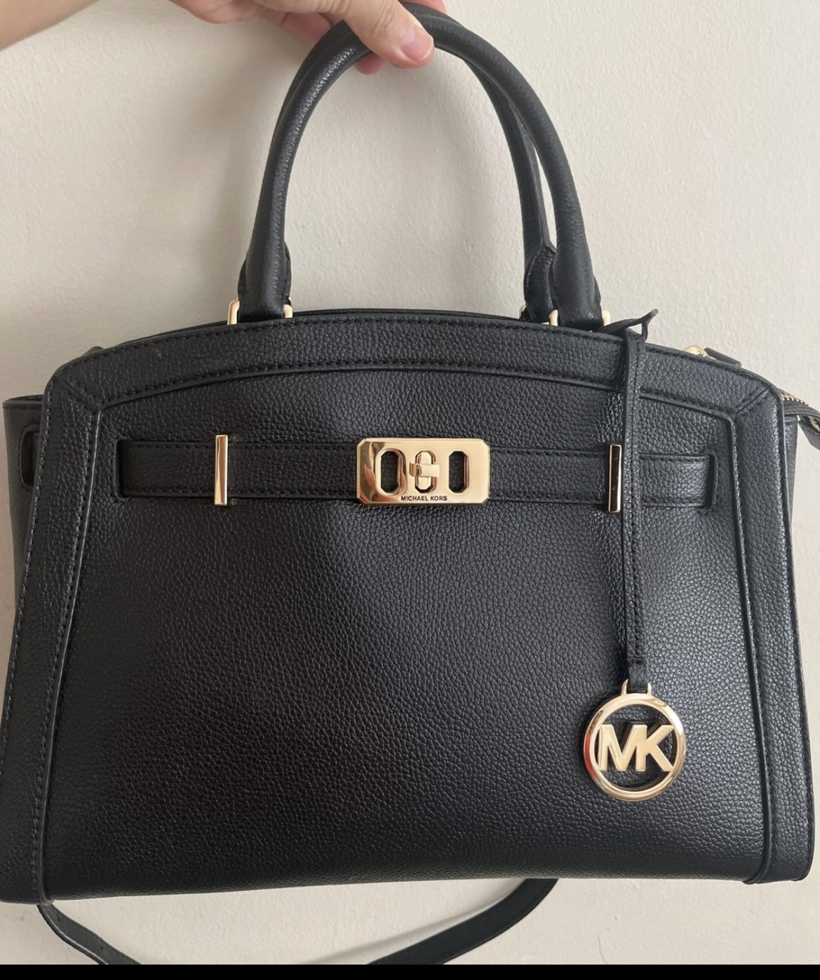 Michael kors black and gold handbag