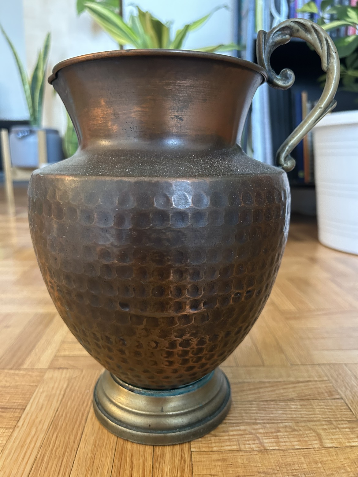 Antiqued copper finished jug