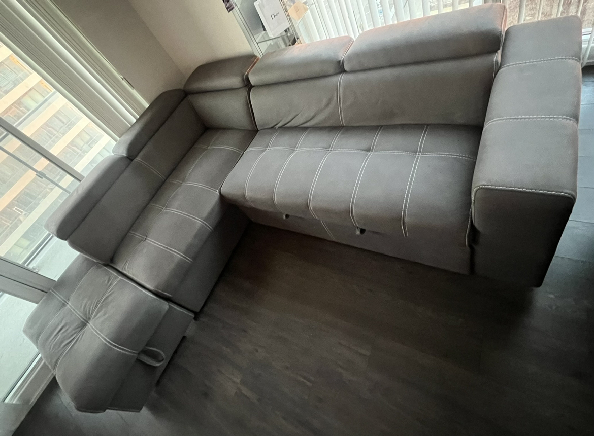 Drake 3 piece faux suede sleeper sectional