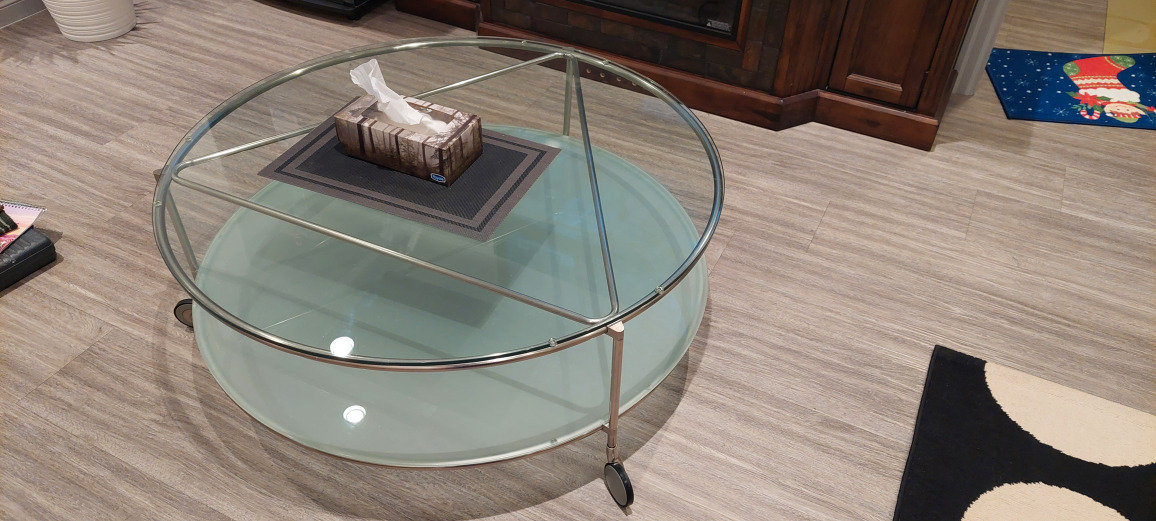 Glass coffee table
