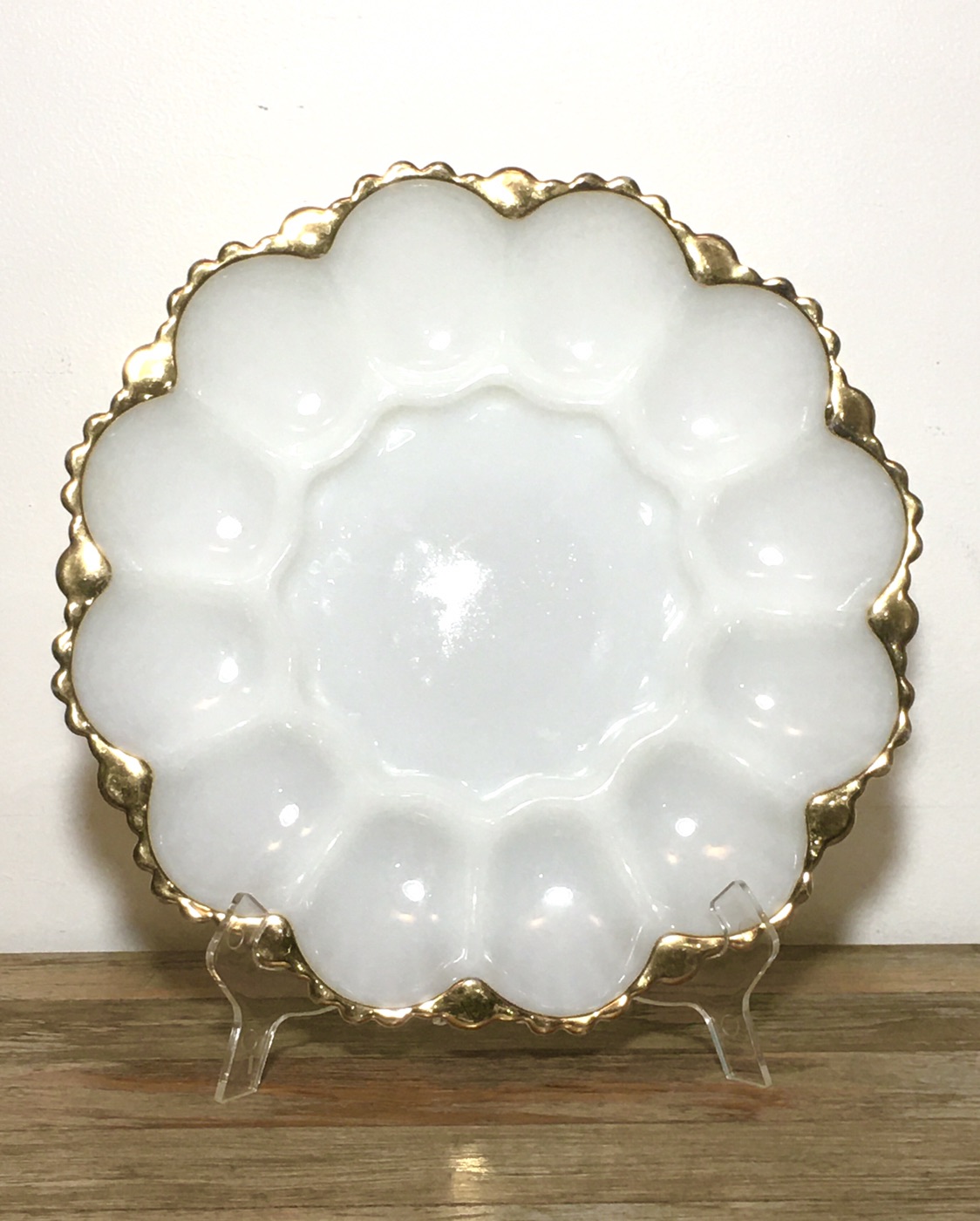 Vintage Fire King Milk Glass Devilled Egg Serving Dish thumbnail