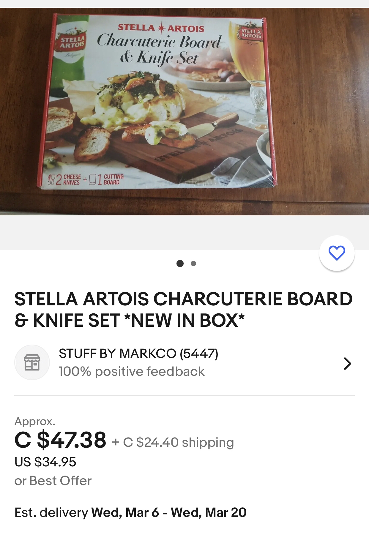 STELLA ARTOIS CHARCUTERIE BOARD & KNIFE SET [NEW]/firm price image indicator(3)