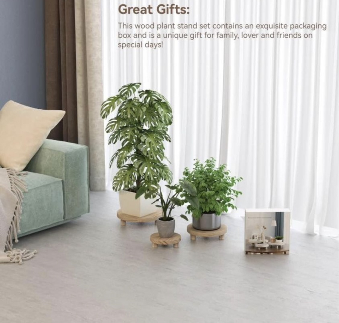 3 Pcs Wood Plant Stand Indoor Outdoor - photo 5