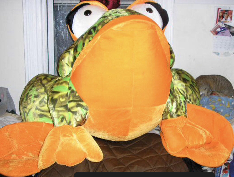 Giant Green & Orange Leopard Frog Stuffed Animal