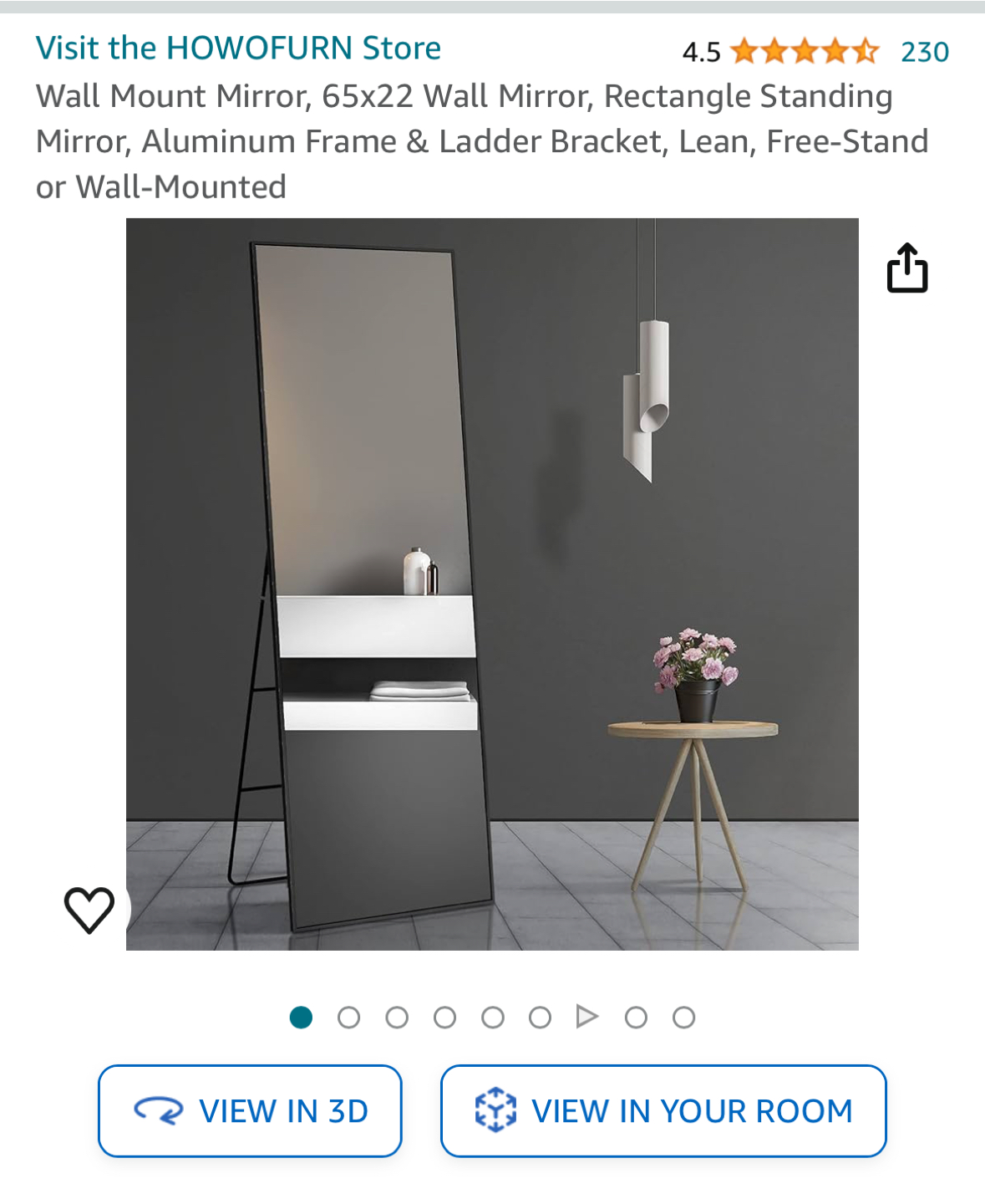 Full Length Mirror, Rectangle Standing - photo 3