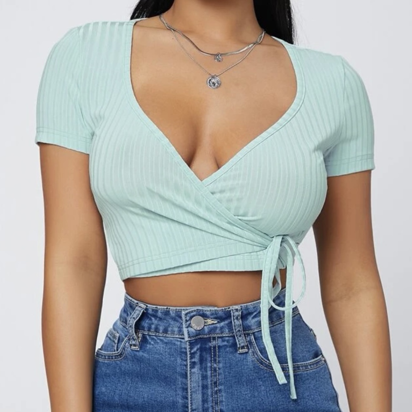 NEW 2 for $10 splice neck cropped tops image indicator(5)