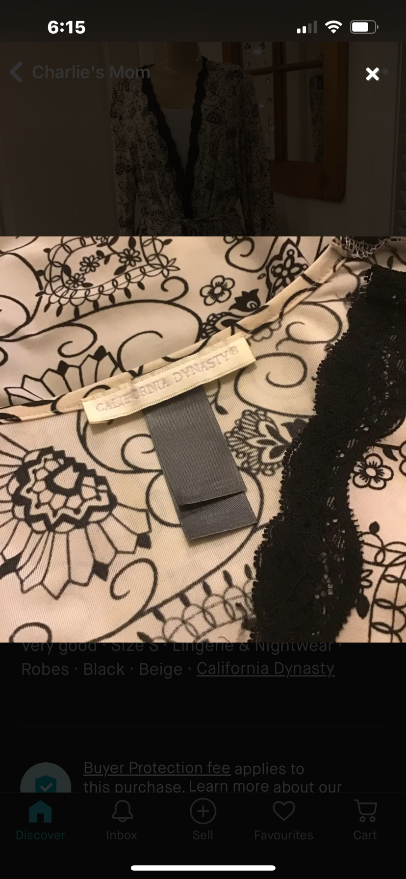 ✨✨Black/Cream California Dynasty Robe Size S image indicator(5)