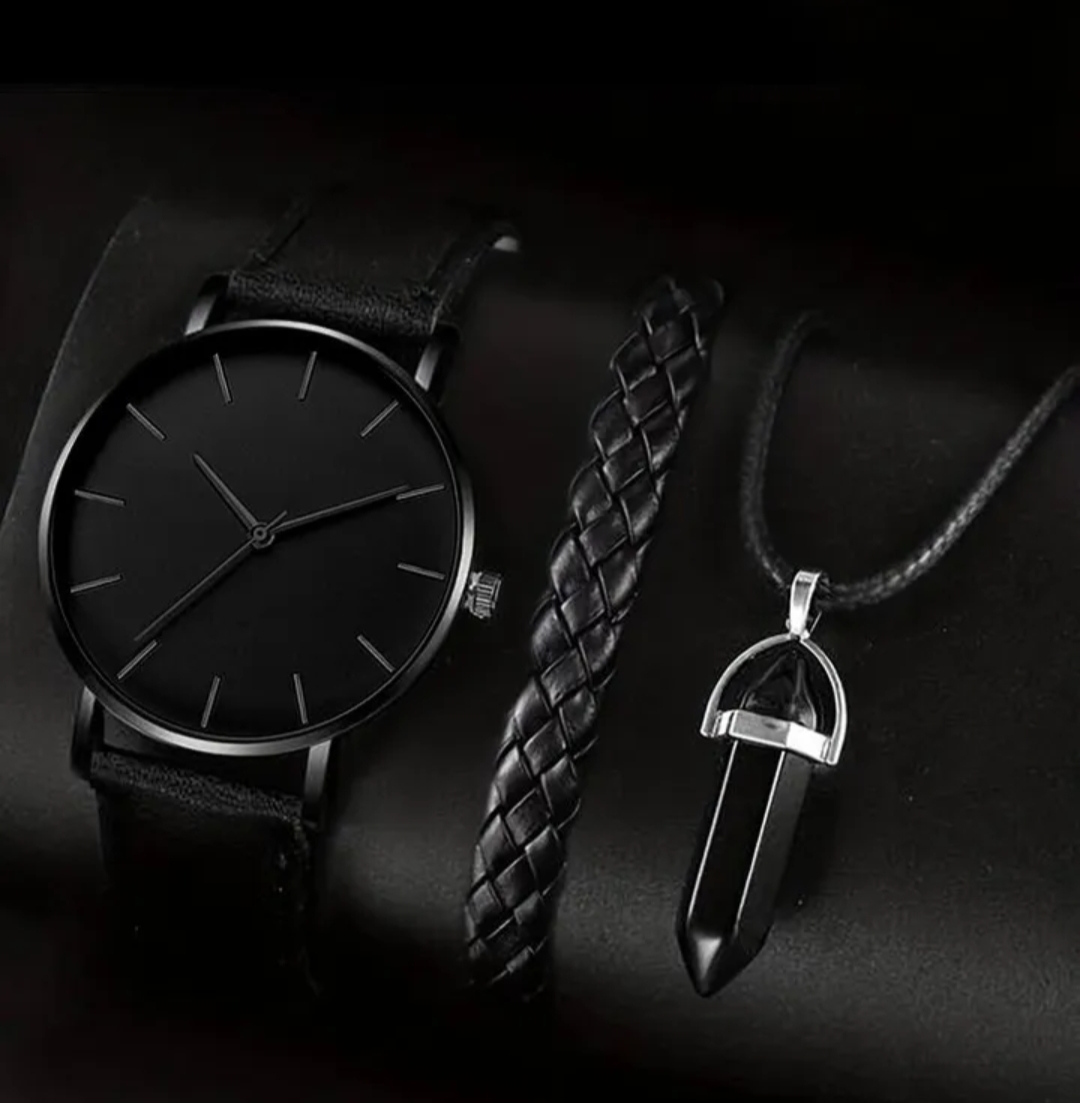 Men's Watch and Bracelet Set (3 Pc's) thumbnail