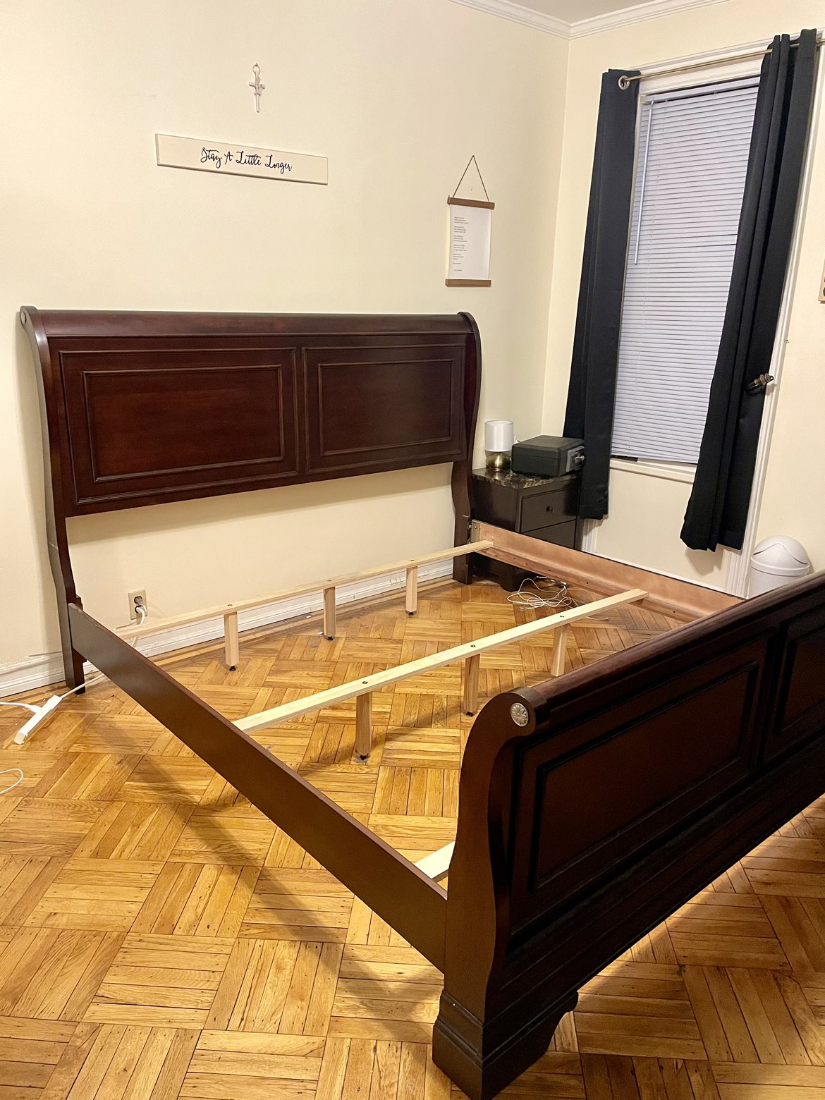 Solid Cherry Wood King Size Sleigh Bed Frame