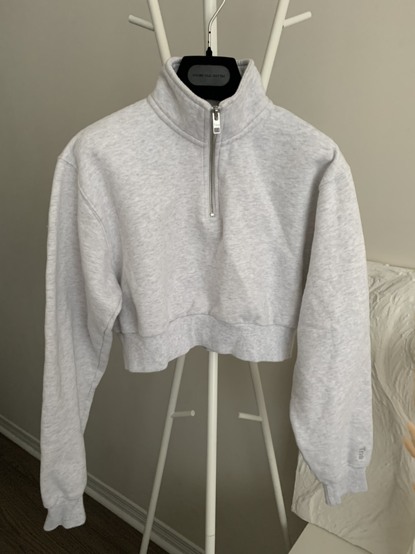 Aritzia TNA Cozy Fleece Crop 1/4 Zip Sweatshirt