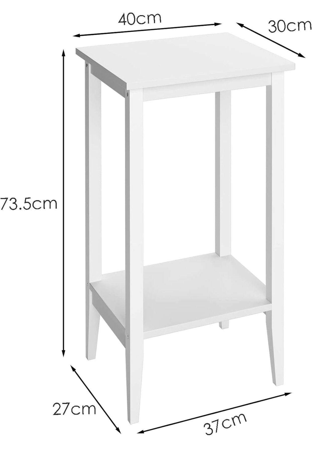 2-Tier End Table, Wooden Tall Nighstands with Storage Shelf image indicator(5)