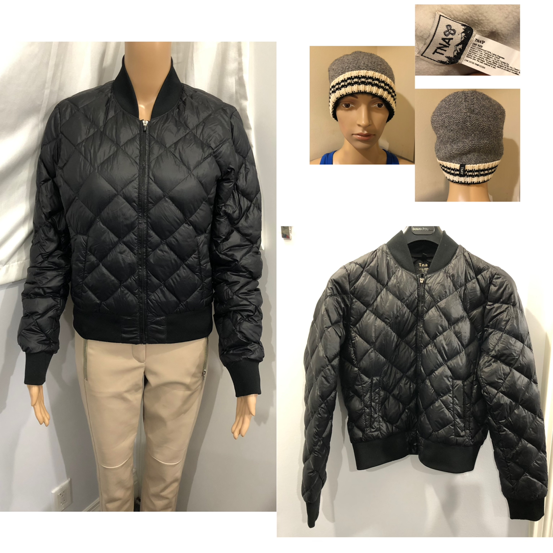 TNA League Quilted Down Bomber + Lambswool Beanie Size M