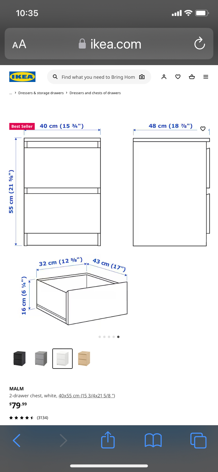 IKEA white Malm 2-drawer night stand image indicator(7)