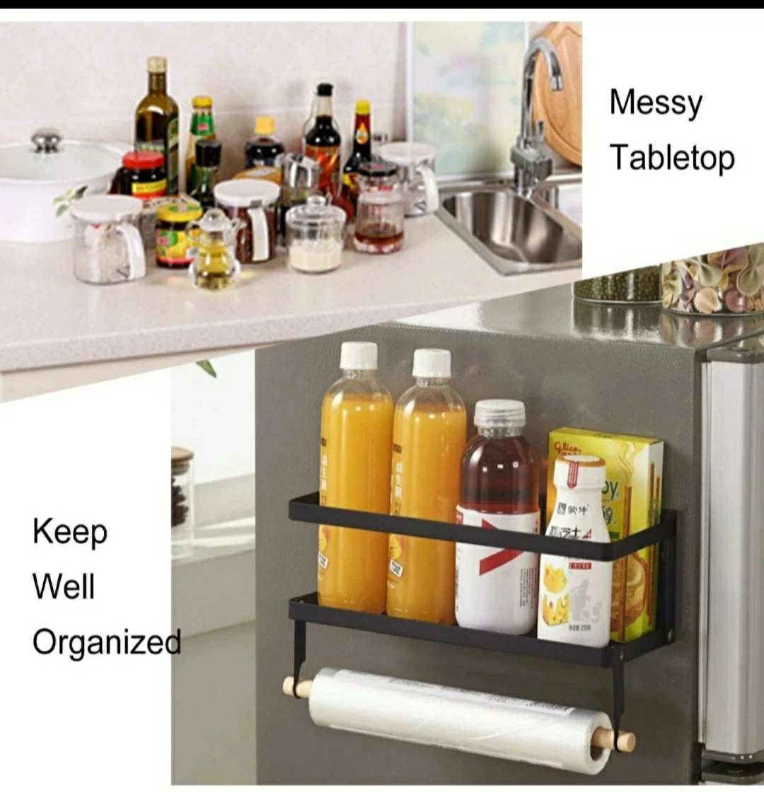 magnetic refrigerator shelf with paper towels holder image indicator(5)