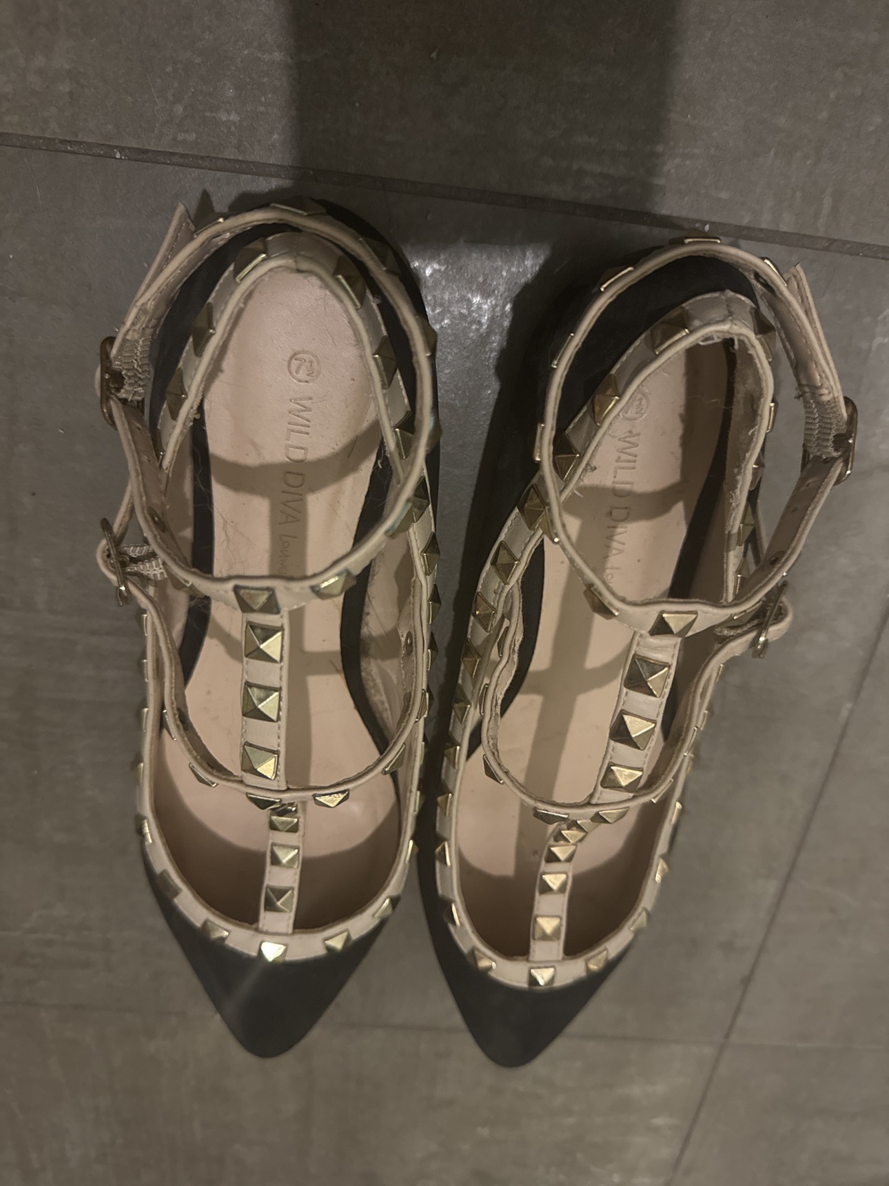 studded strapy black flats #freecycle thumbnail