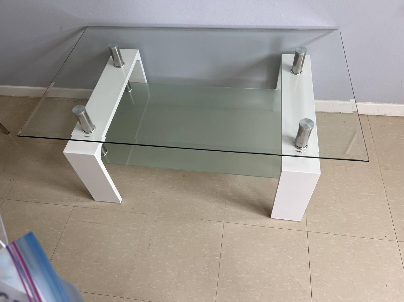 White Coffee Table with Storage Shelves - photo 2