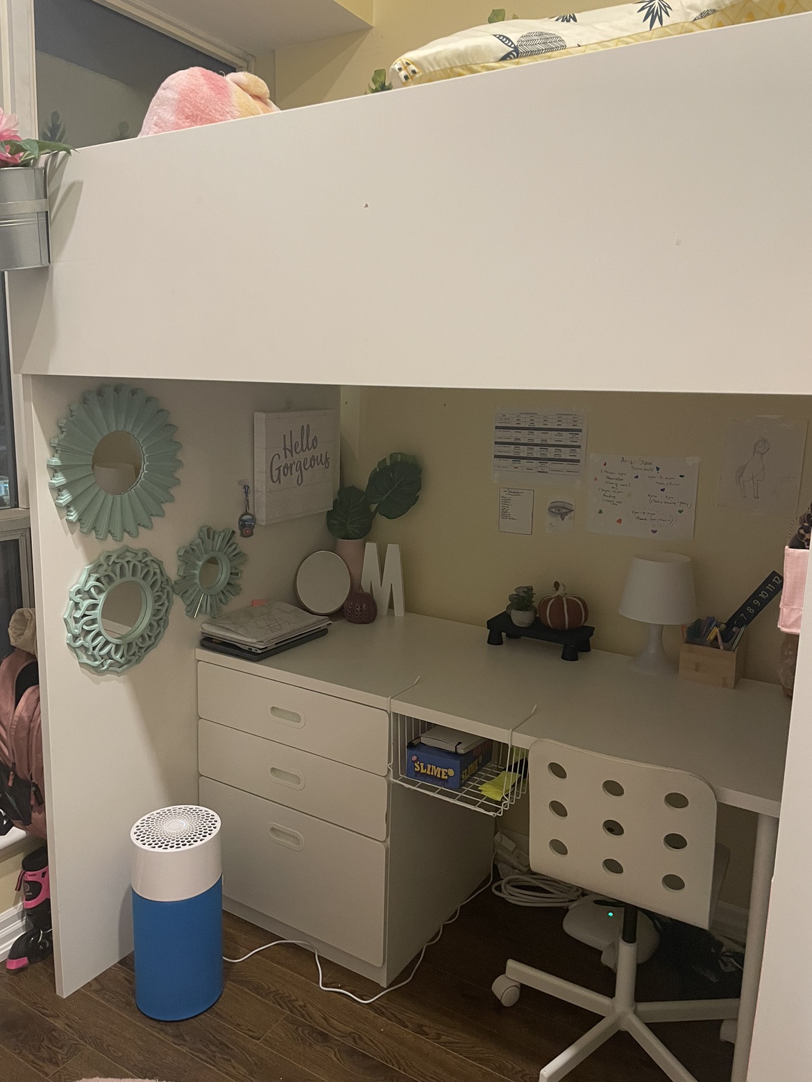 Ikea Loft bed with the desk and mattress - photo 3