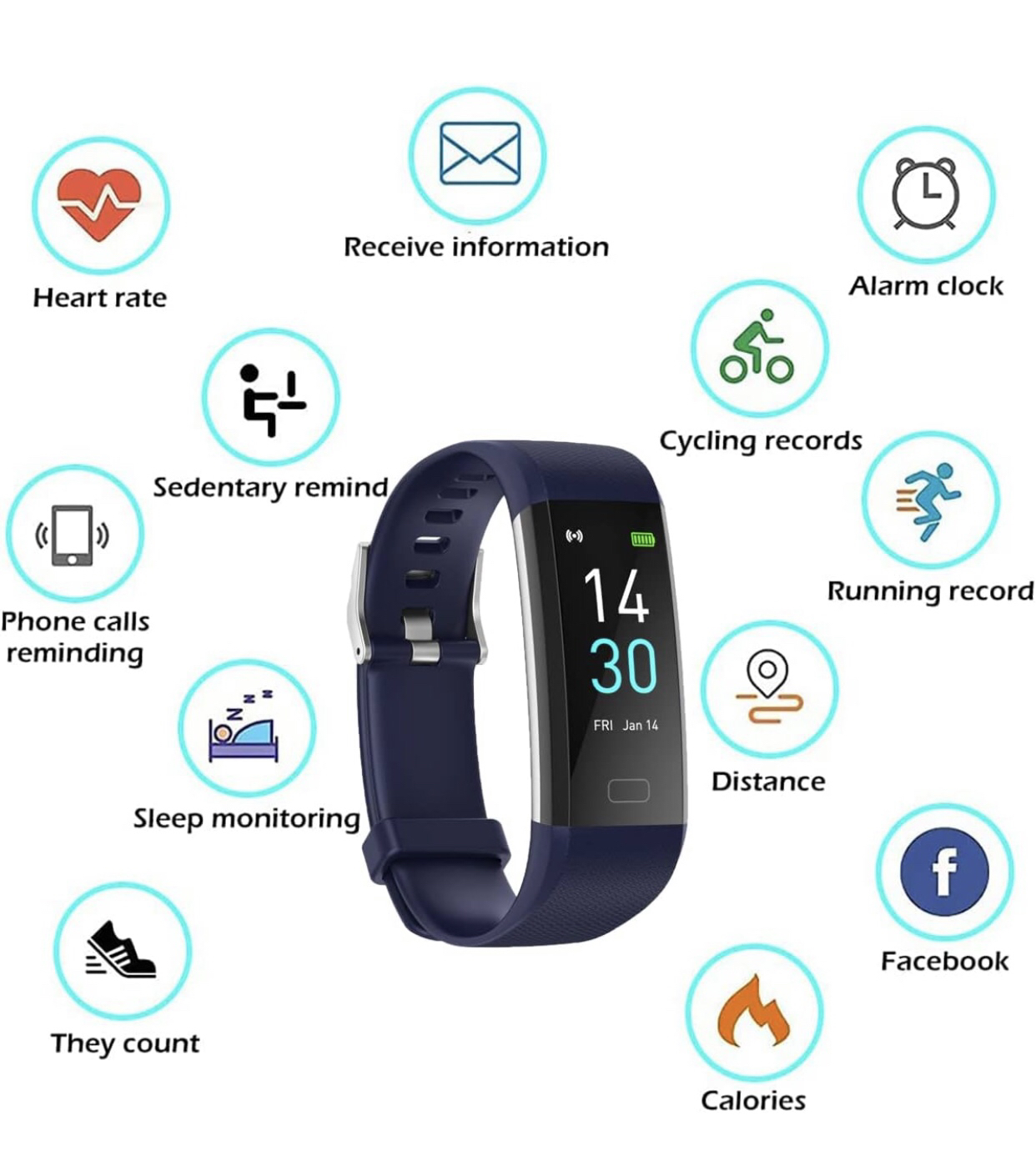 Fitness Tracker with Blood Pressure Heart Rate Sleep Monitor image indicator(4)