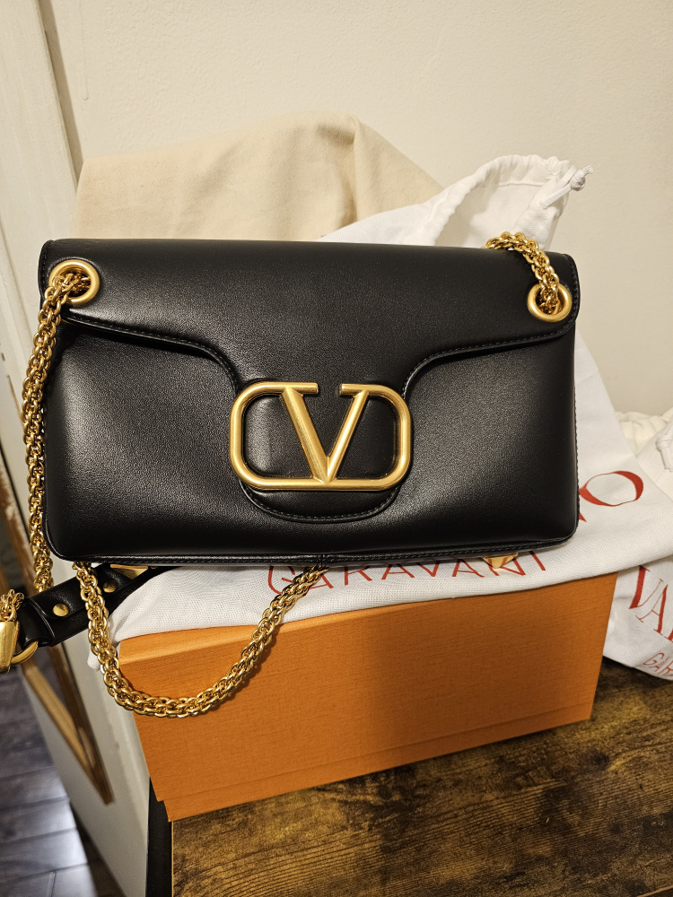 Valentino Stud Sign VLOGO Leather Shoulder Bag thumbnail