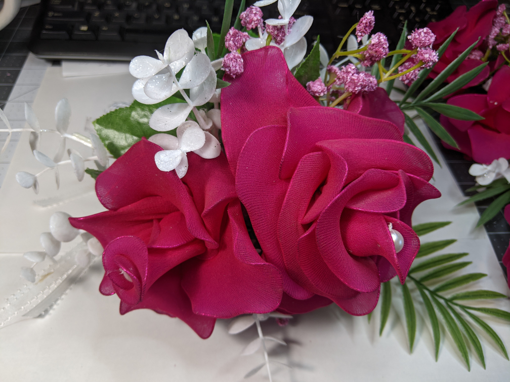 Gorgeous deep magenta bridal bouquet/corsages - photo 4