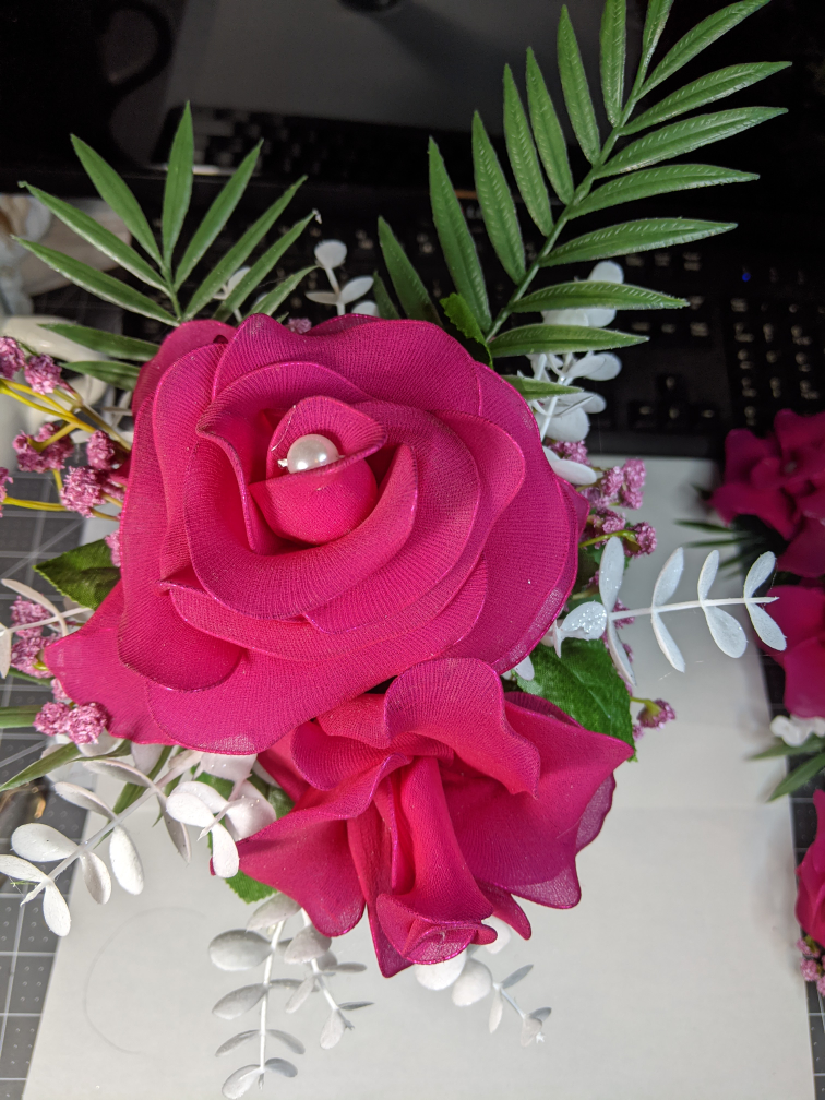 Gorgeous deep magenta bridal bouquet/corsages - photo 5