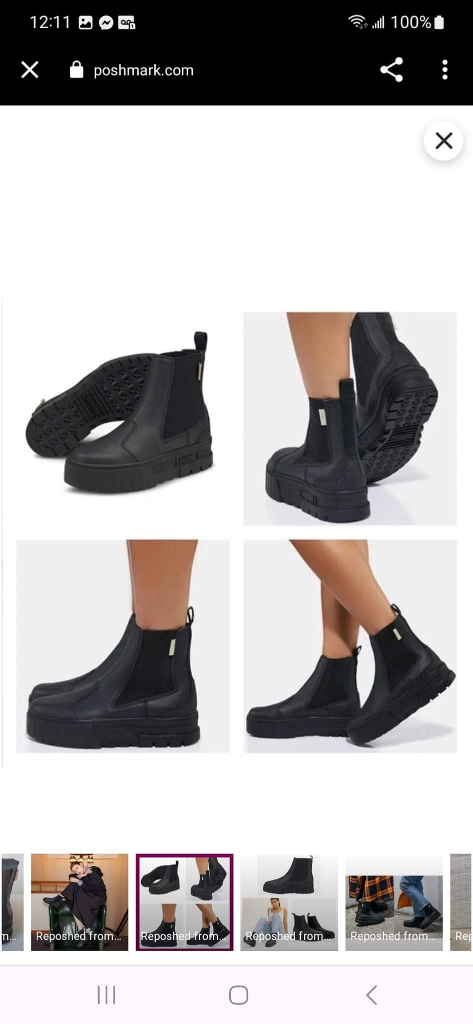 PUMA Mayze Chelsea Black Leather Platform Sneaker Boots. 🥕 image indicator(2)