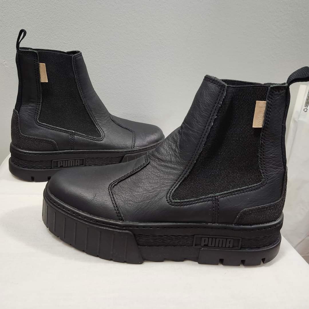 PUMA Mayze Chelsea Black Leather Platform Sneaker Boots. 🥕 image indicator(6)