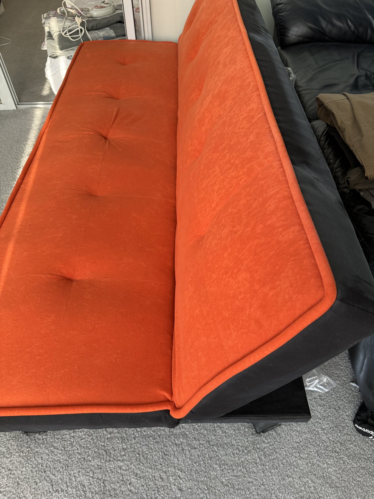 Orange 2 in 1 sofa (pick up only) - photo 3