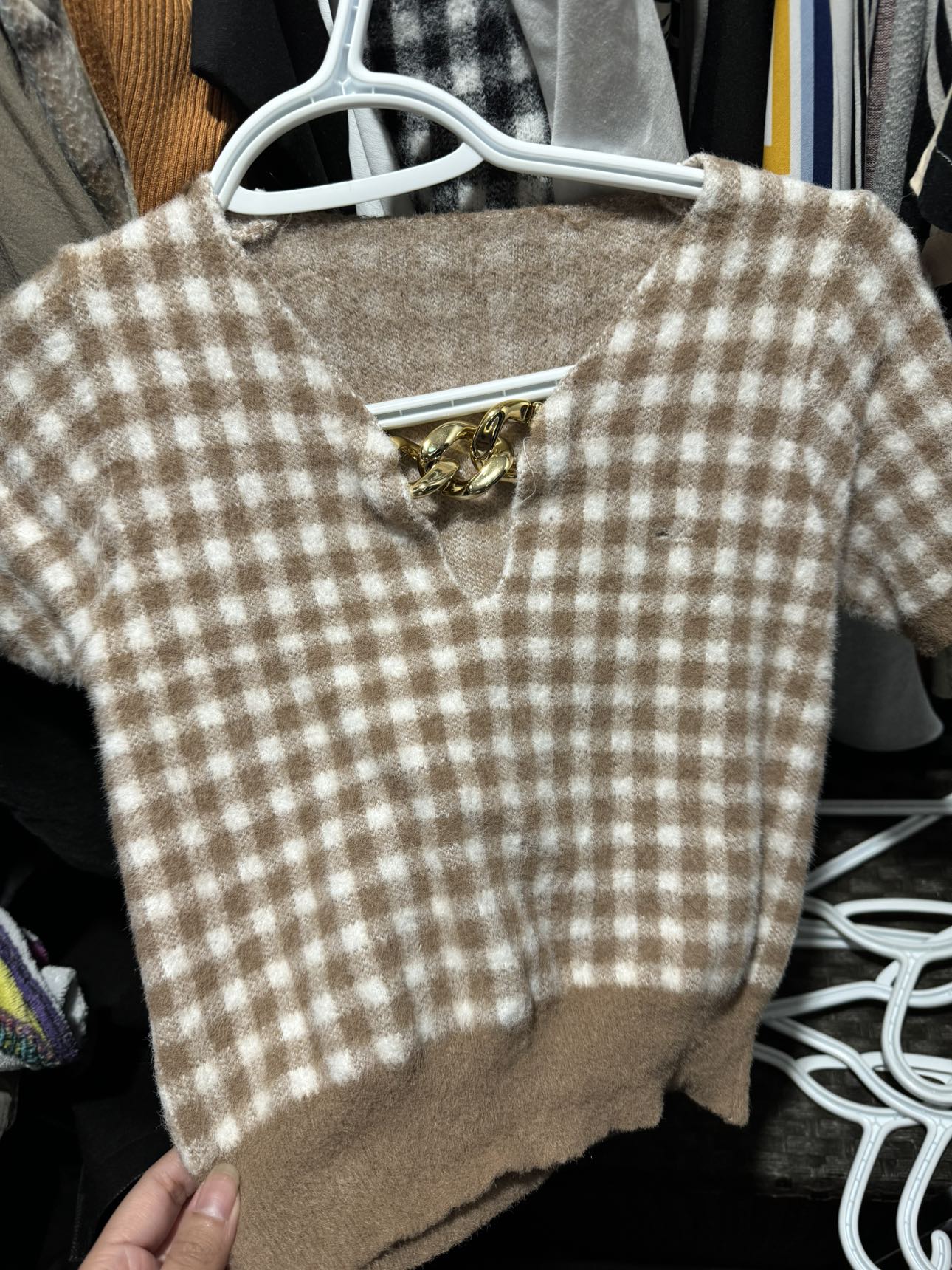Casual checkered top (small) - photo 2
