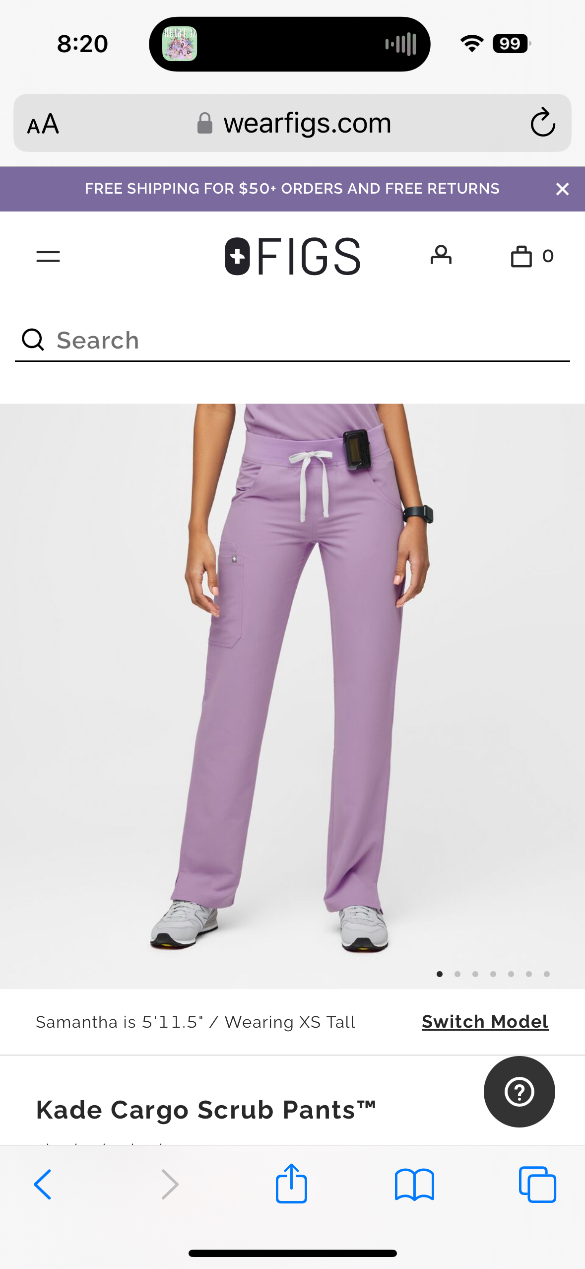 Brand new Figs Kade Cargo Scrub Pants, Lavender dew, size small - photo 3