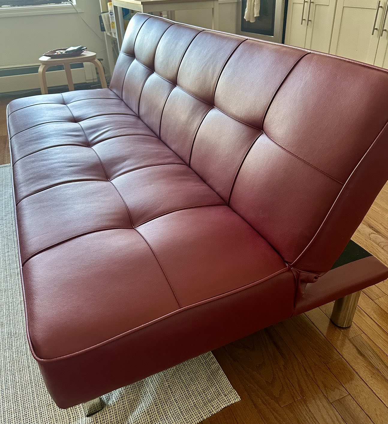 Leather Armless Tufted Convertible Sleeper - photo 2