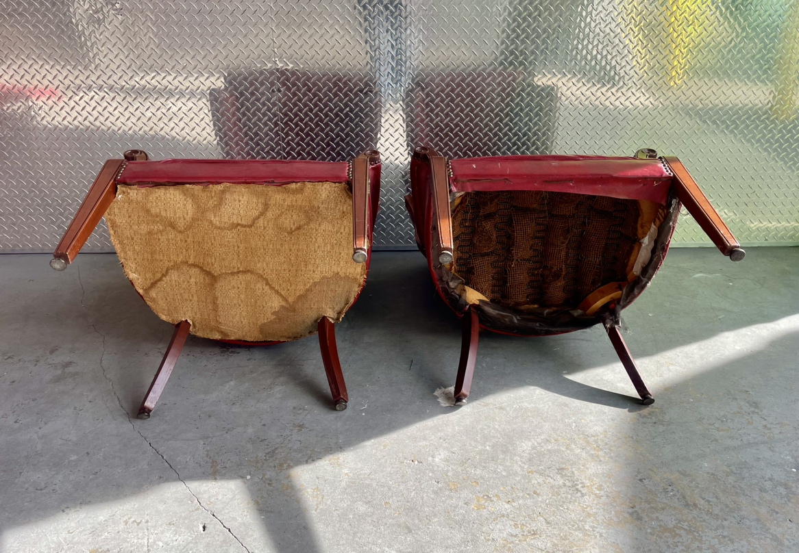 Vintage Pair of Jens Risom Style Wingback Red Vinyl Chair - photo 5