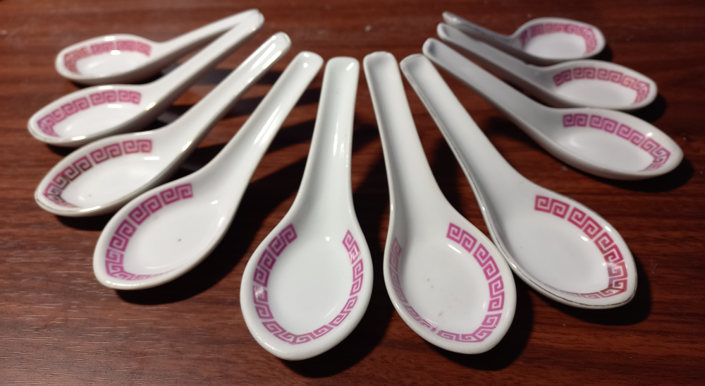 Vintage Chinese Porcelain Rice Bowl and Spoon - 10 sets image indicator(2)