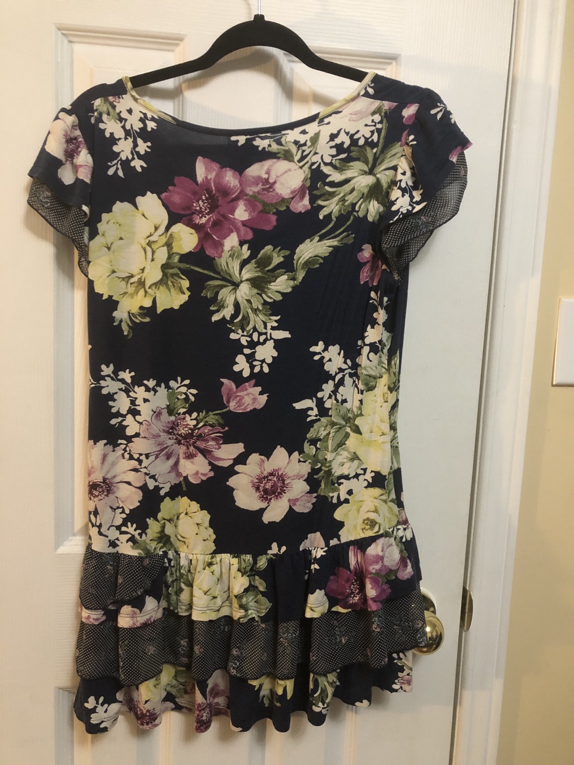 Floral navy blue shirt flowey! image indicator(2)