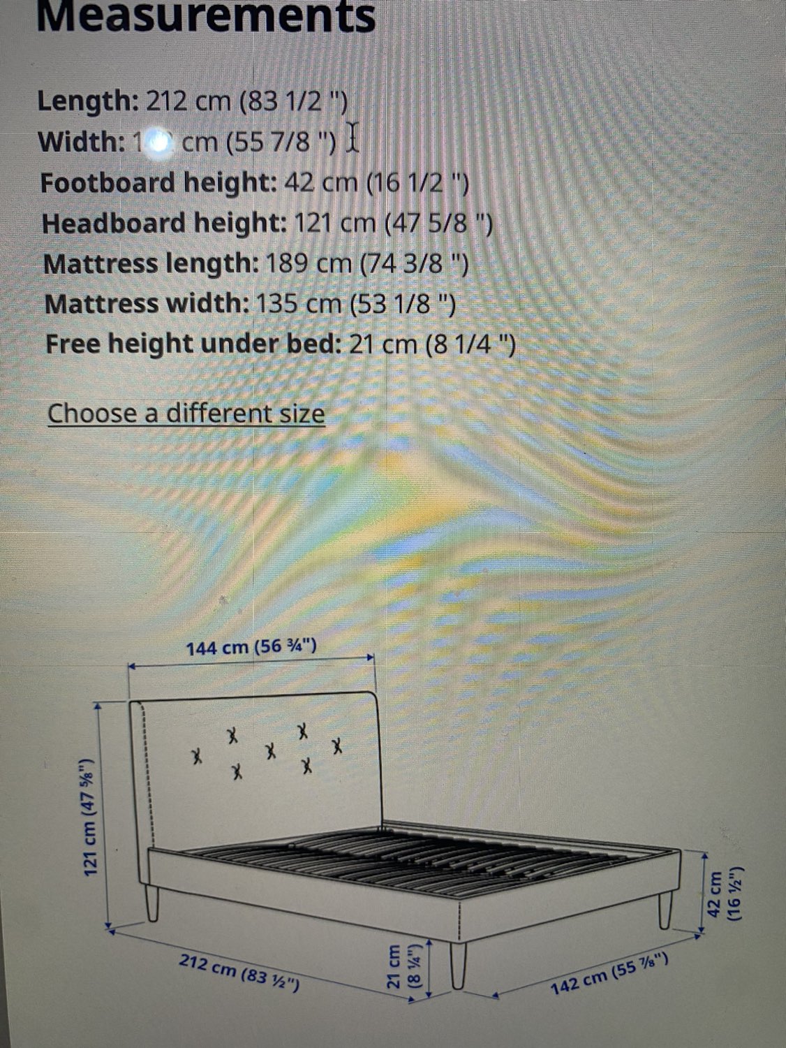 Full/ Double  Upholstered Bedframw - IKEA IDANAS - photo 3