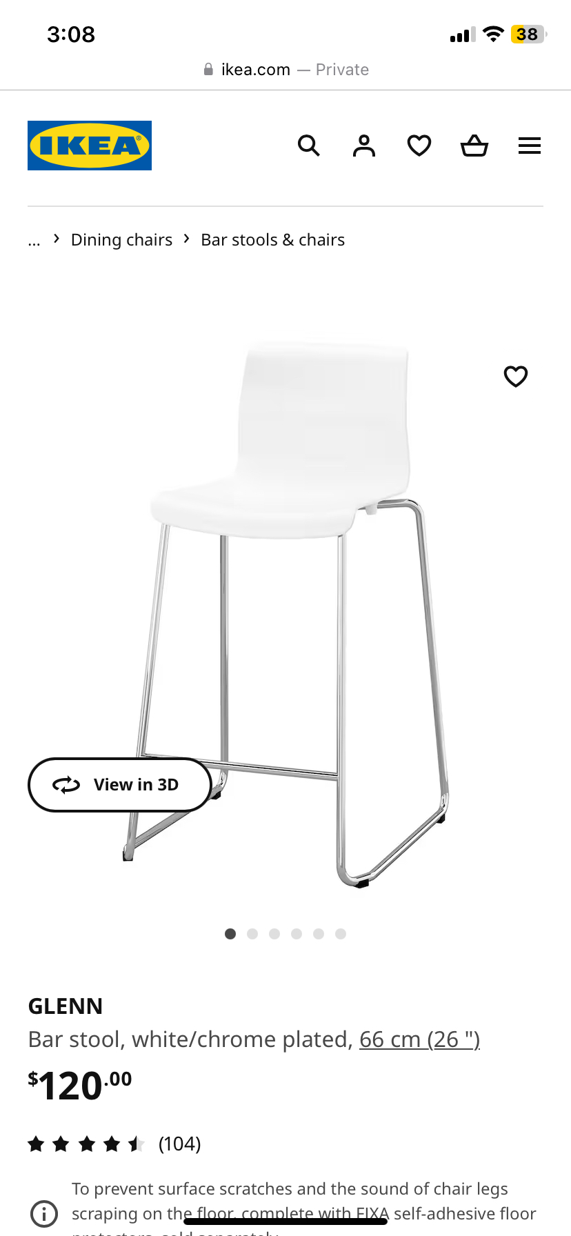 Glenn Bar Stools (Black) x 2 in Black ($150 for 2) - photo 2