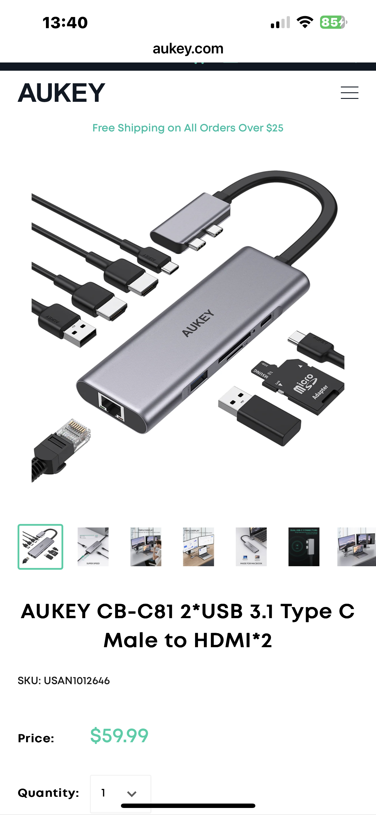 9-in-2 USB-C Hub, 2*USB 3.1 Type C Male to HDMI*2,🌟sealed - photo 2