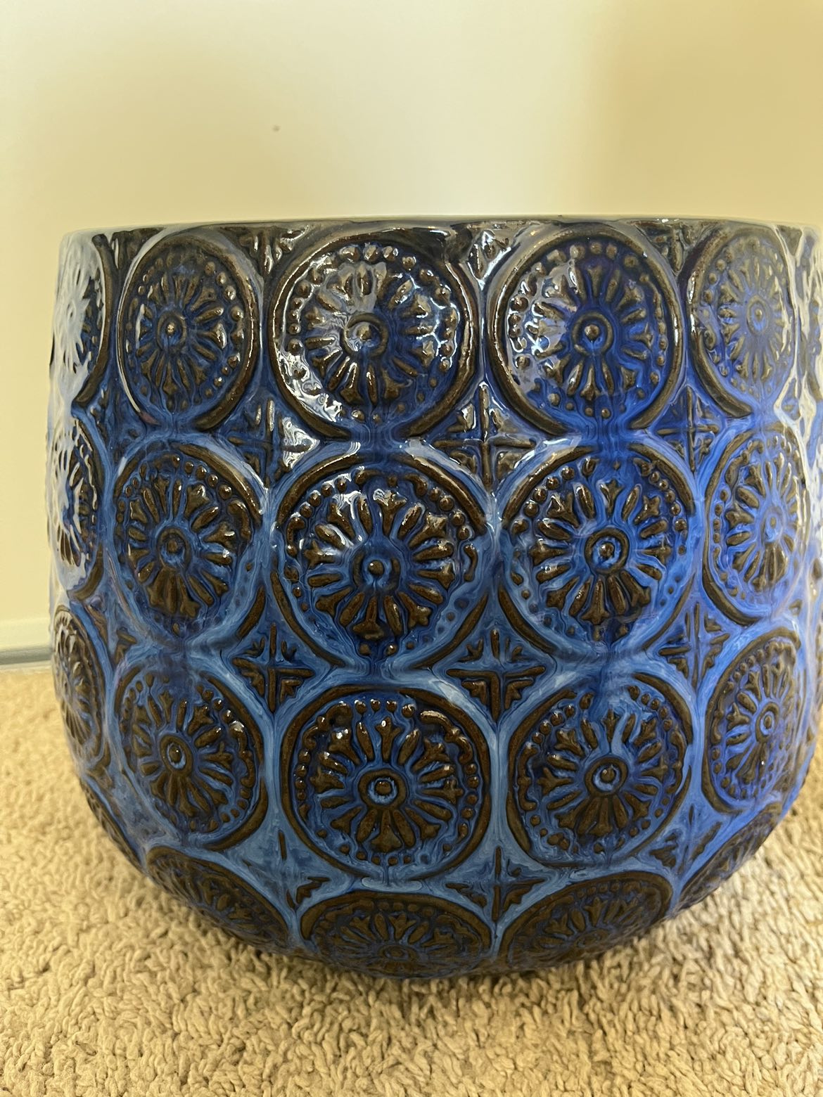 Blue ceramic decorative pot 8” inside or outside - photo 3