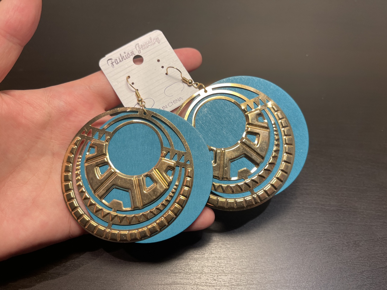 Big Round African Style Wooden Earrings 🥕 image indicator(2)