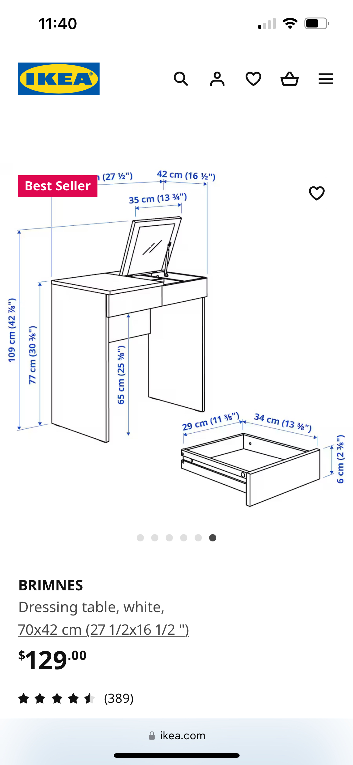 Ikea BRIMES Dressing Table - photo 5
