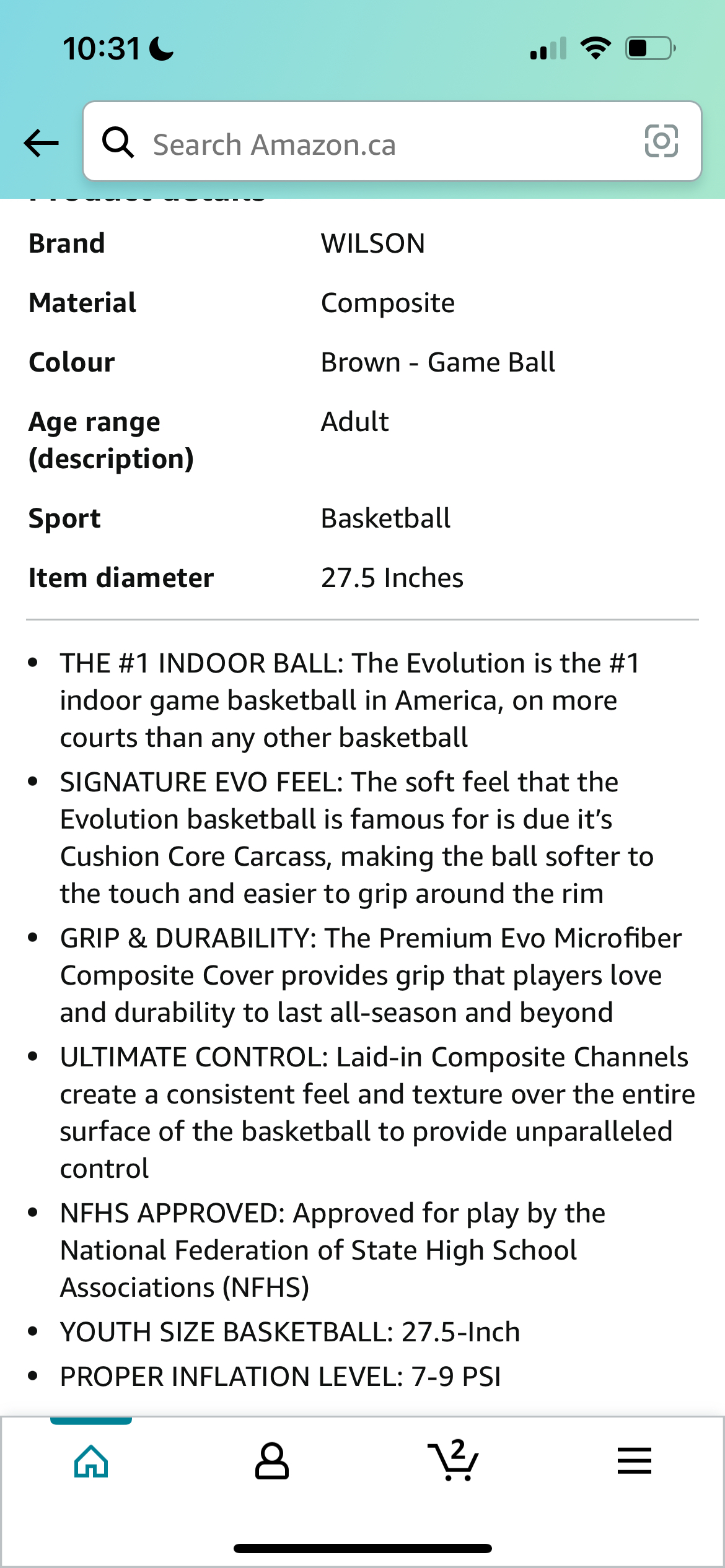 Wilson Evolution Black Edition Official Basketball Youth (27.5) - photo 3