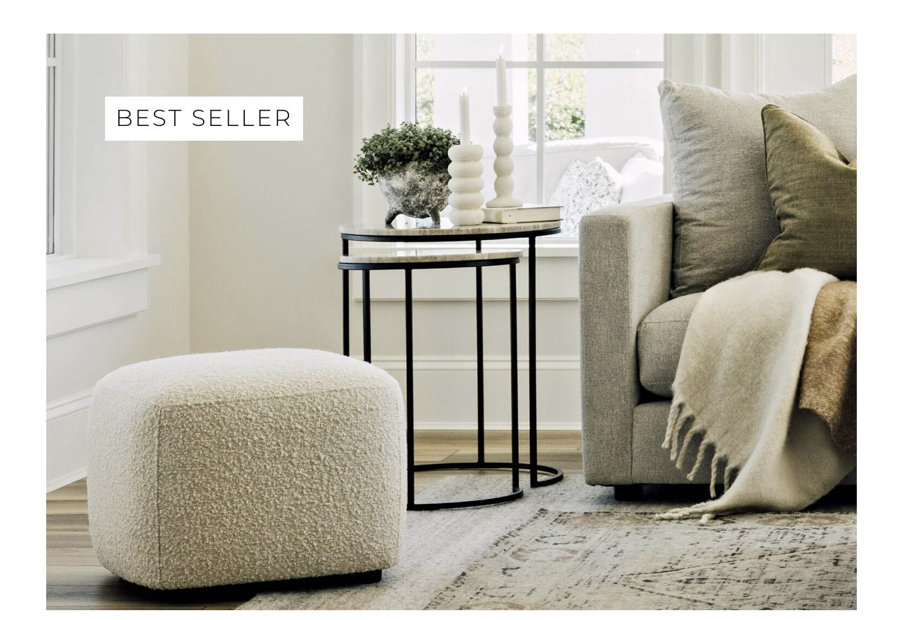 Urban Barn Sophia Sofa Boucle Ivory With 2 Kodie Ottomans - photo 3