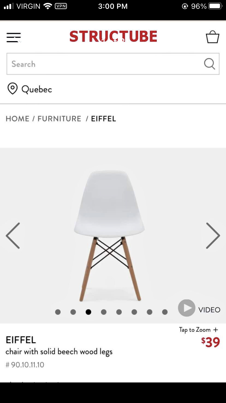 Living Room White Eiffel Chairs Structube 🥕 image indicator(3)