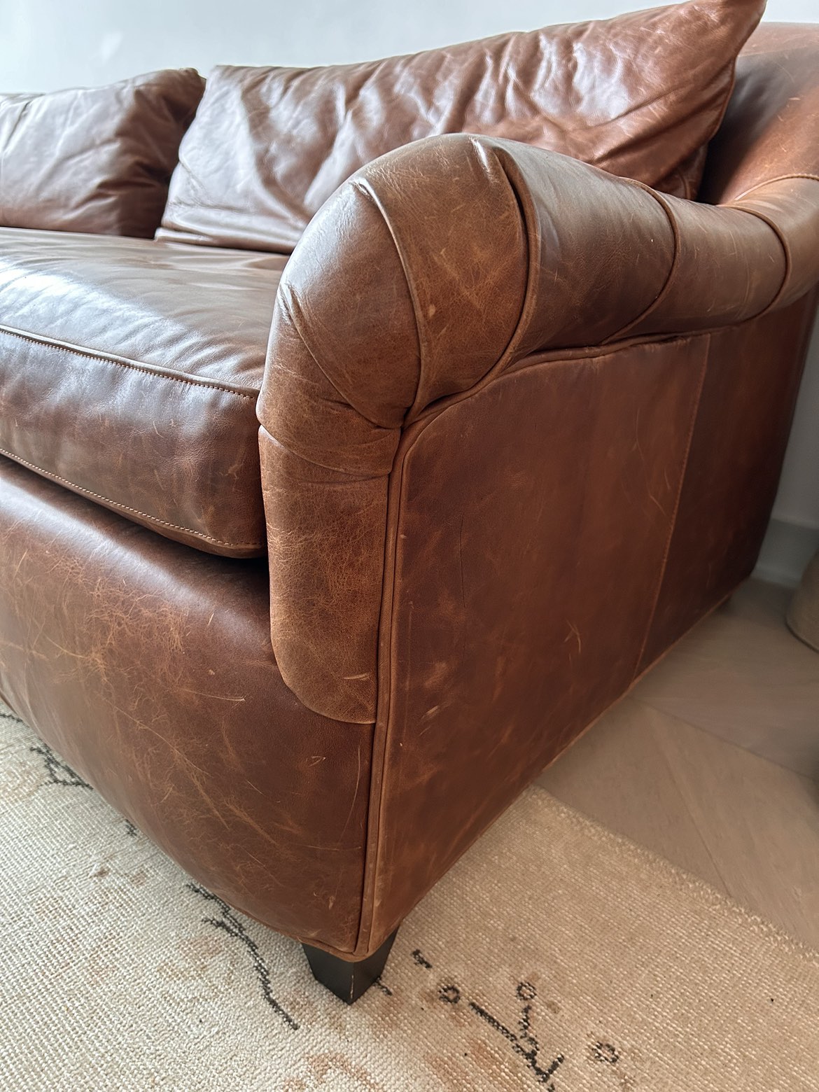 Reclaimed Leather Sofa Brown - photo 3